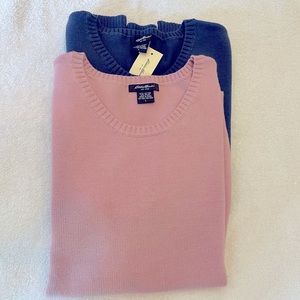 Eddie Bauer pullover knit vests, sold as a pair. One NWT